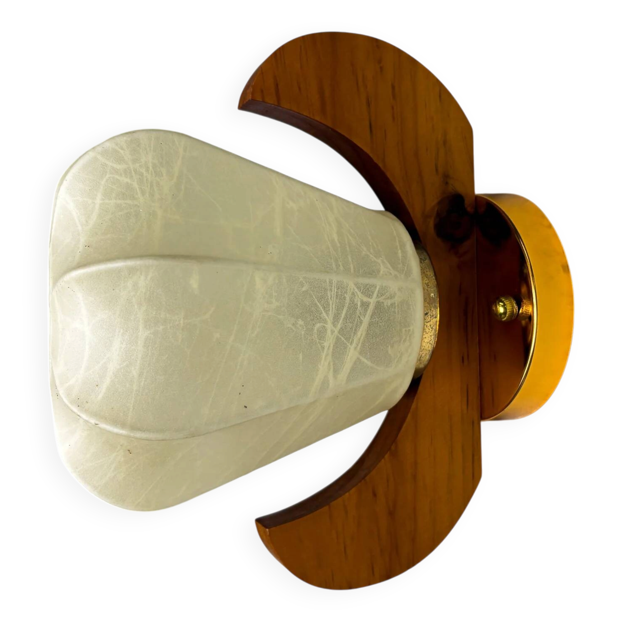 Pear-shaped "Cocoon" wall sconce, resin and pine wood, Italy, 1970s