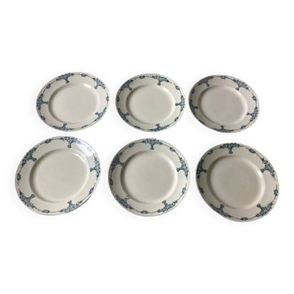 6 assiettes plates terre de fer Longchamp modèle Versailles