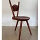 Antique wooden farmhouse tripod (side) chair, 1900s