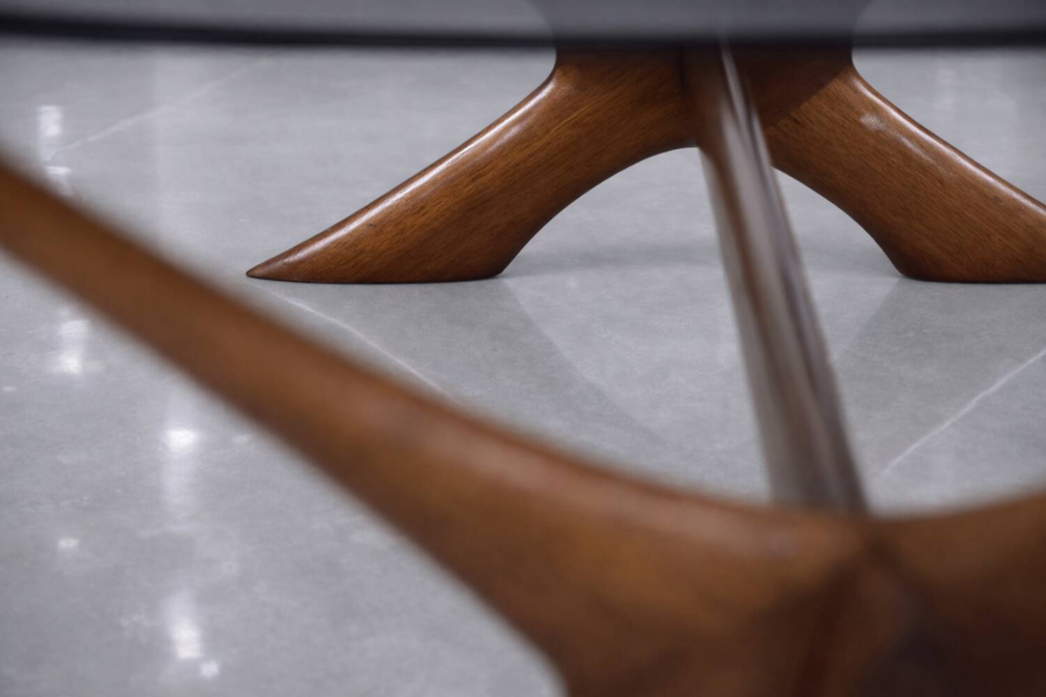 Vintage Mid-Century Scandinavian Modern Glass & Walnut Condor Coffee Table