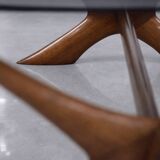 Vintage Mid-Century Scandinavian Modern Glass & Walnut Condor Coffee Table