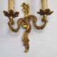 Stylish Vintage French Bronze Double Wall Sconces with Acanthus Leaf Detail