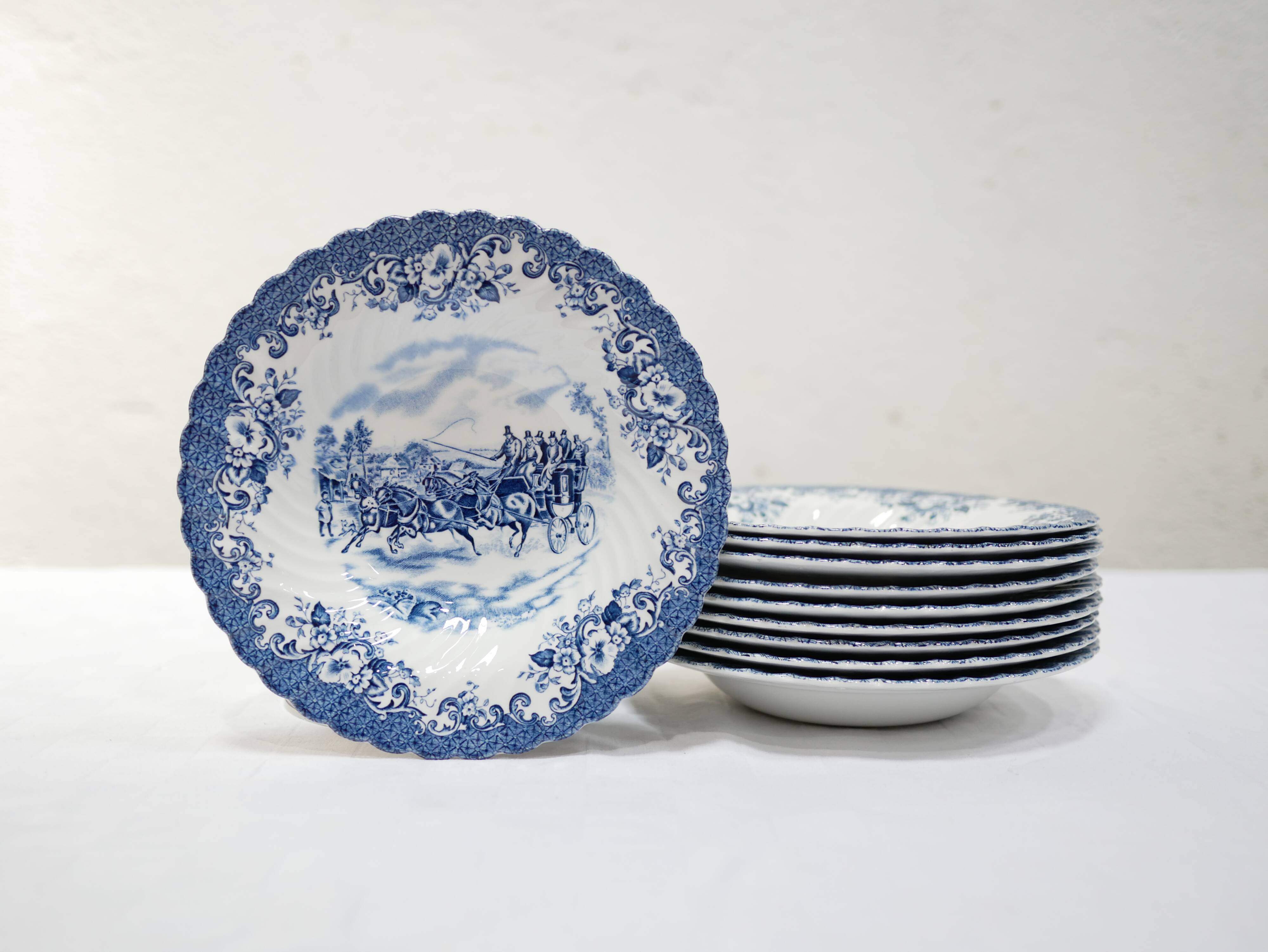 Series of 10 vintage hollow plates by Johnson Bros, made in England