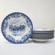 Série de 10 assiettes creuses vintage par Johnson Bros, made in England