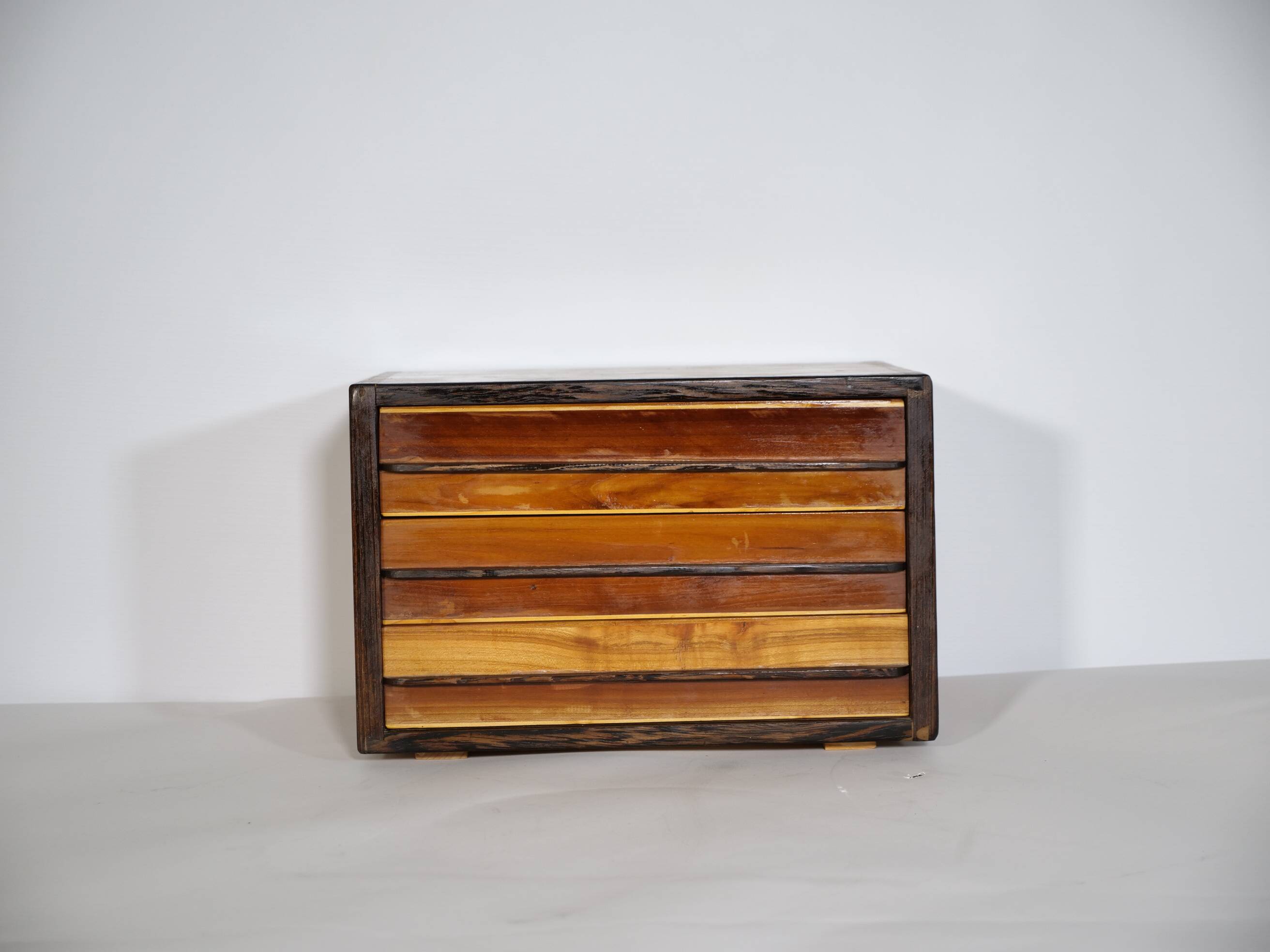 Vintage Cube Chest of Drawers in Cherrywood and Wenge, Unique Piece, 1970s