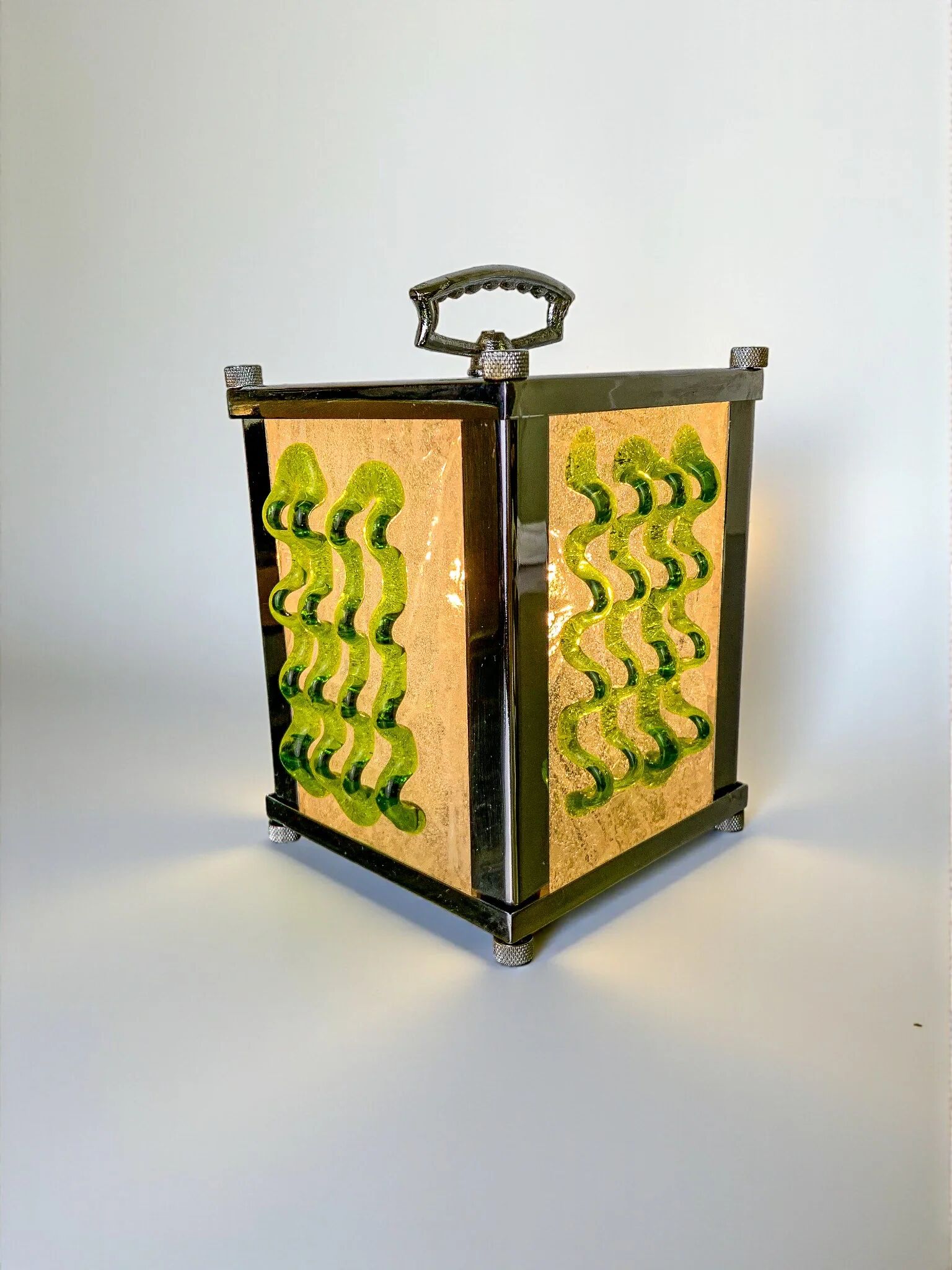 Midcentury Albano Poli green Murano glass table lamp for Poliarte, Italy, 1960s