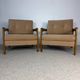 Paire de fauteuils vintage – Années 80 – Velours côtelé beige