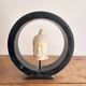 Sculpture Buddha Head in Reconstituted Stone on Khmer Thai Ring Base