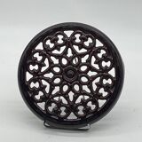 Dessous de plat en fonte émaillée marron, vintage , ancien