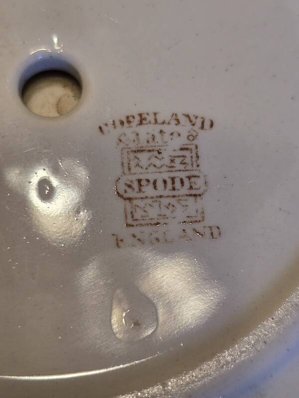 Copeland Spode England porcelain candlestick – turquoise shagreen design –