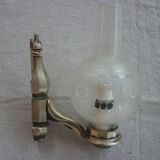 Pair of silver metal and glass sconces