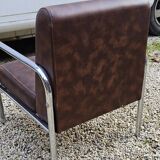 Vintage armchair in brown Skai
