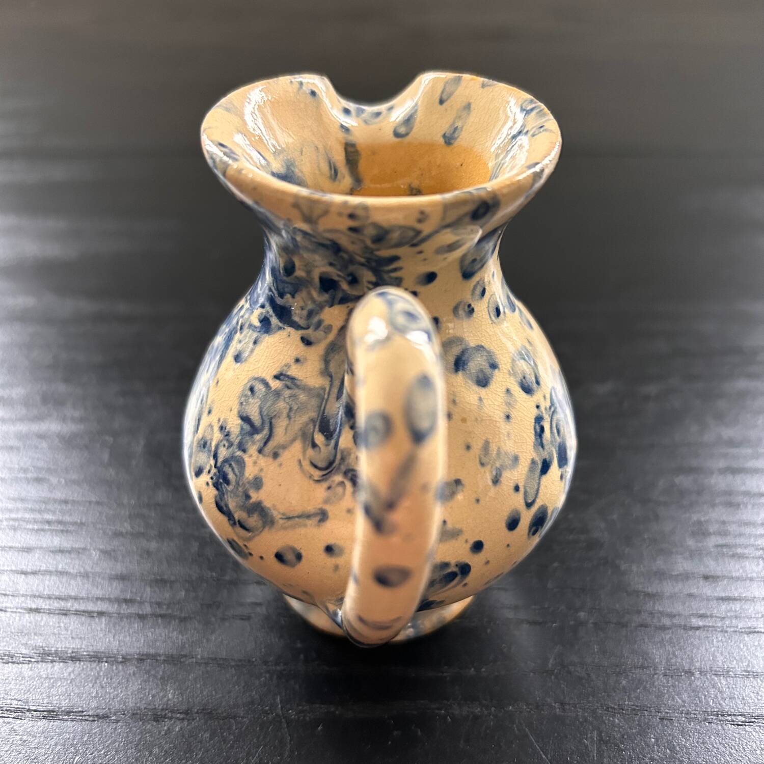 Small blue and beige mixed pitcher