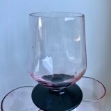 Set of 4 glasses with pink feet and black feet Art Deco 30s