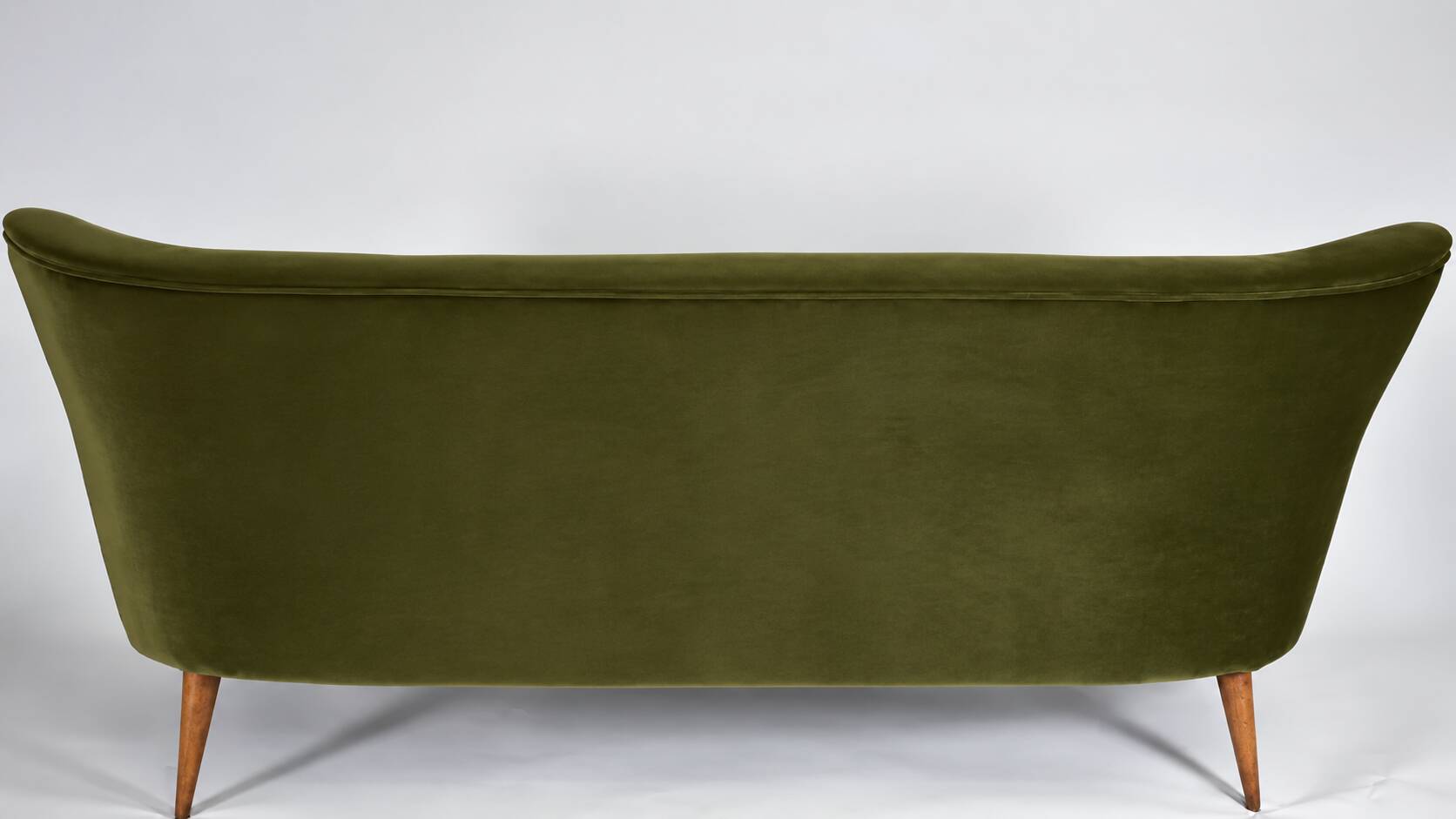 Vintage 1960s olive green velvet sofa – fully restored