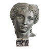 Greek head in patinated plaster with marble base