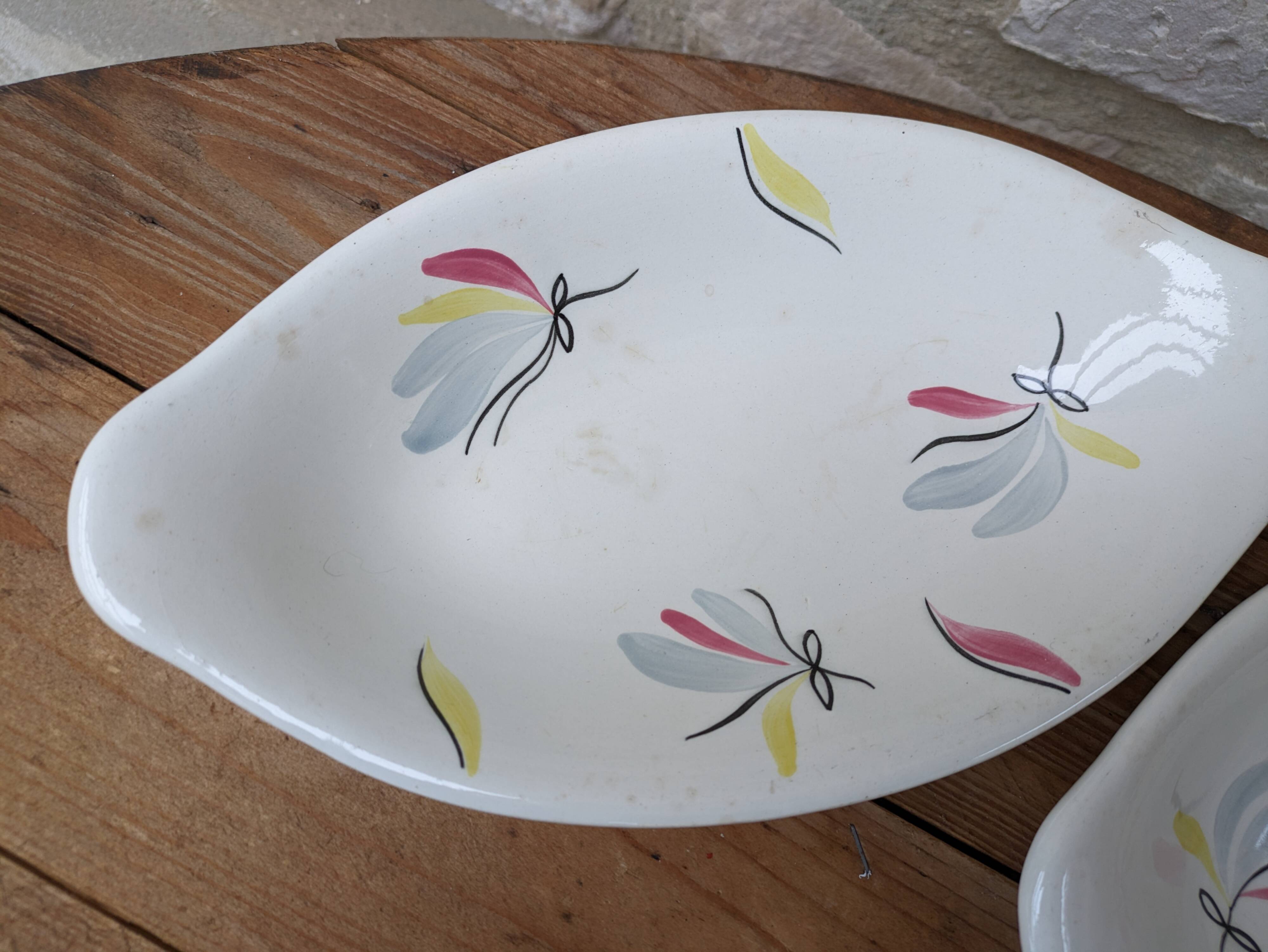 Lot of 2 old ceramic dishes Firminy Salins France