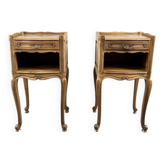 Pair of Louis XV style bedside tables in wood, 20th century