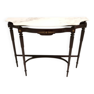 Table console en hêtre noirci avec plateau en marbre rose portugais, Italie