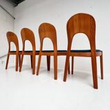 Set of 4 Niels Koefoed chairs blue, 1960s