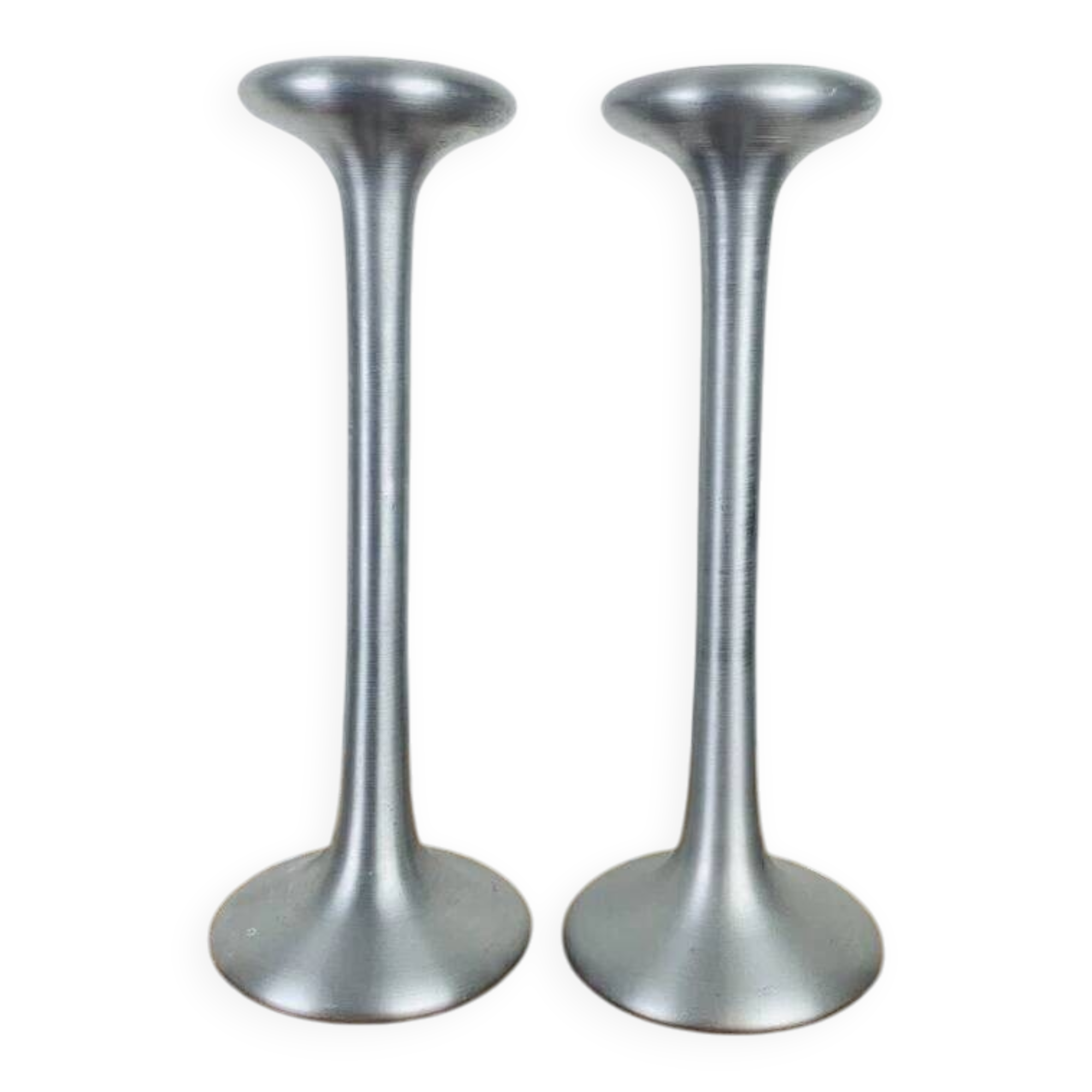 Pair of aluminium candle holders Kagla by Carl Ojerstam for Ikea