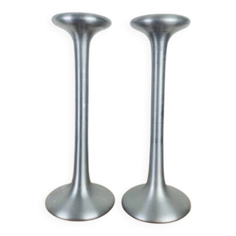 Pair of aluminium candle holders Kagla by Carl Ojerstam for Ikea
