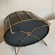 Modernist paper basket 1960 in black sheet metal and golden brass