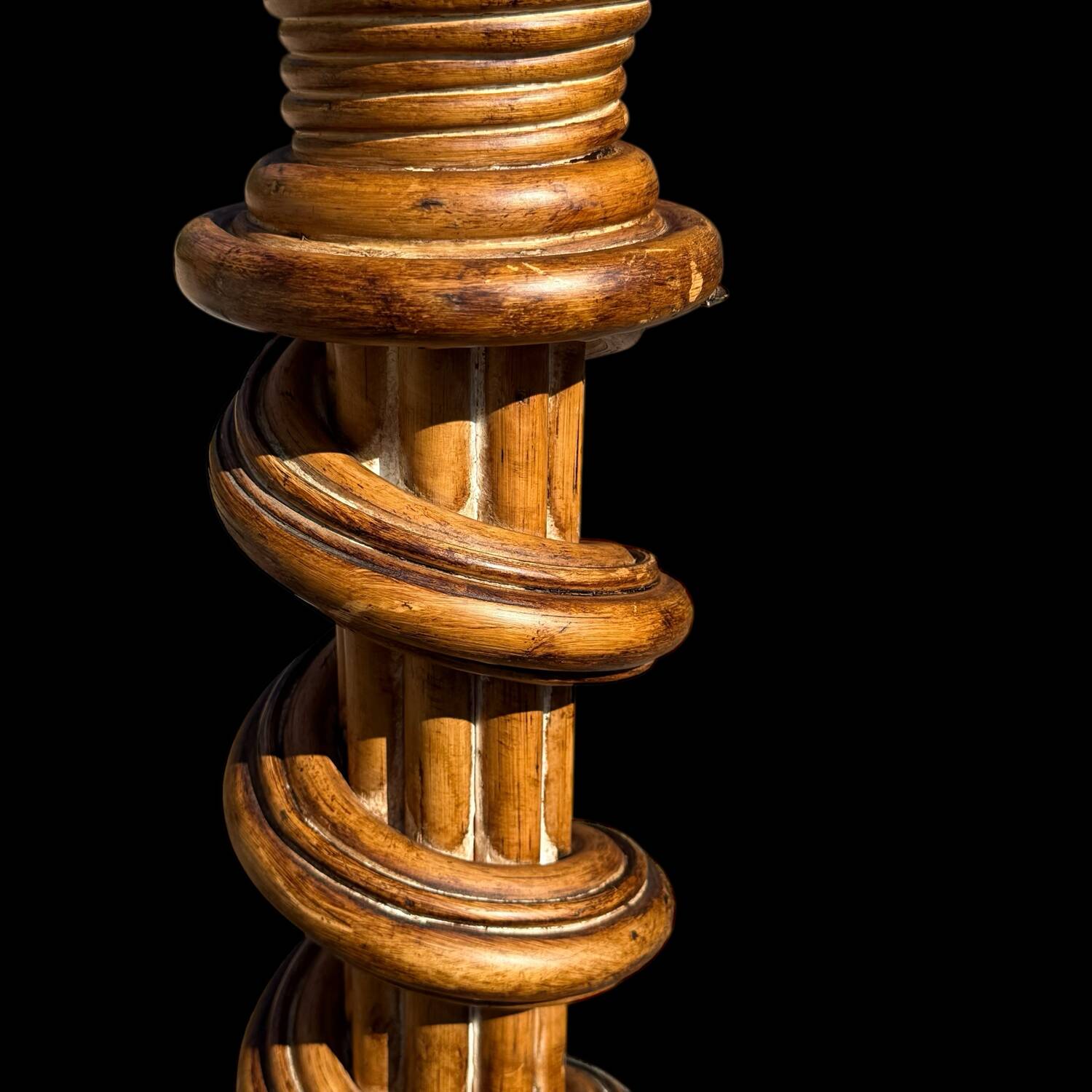 Twisted Rattan Column from the 60s Italy