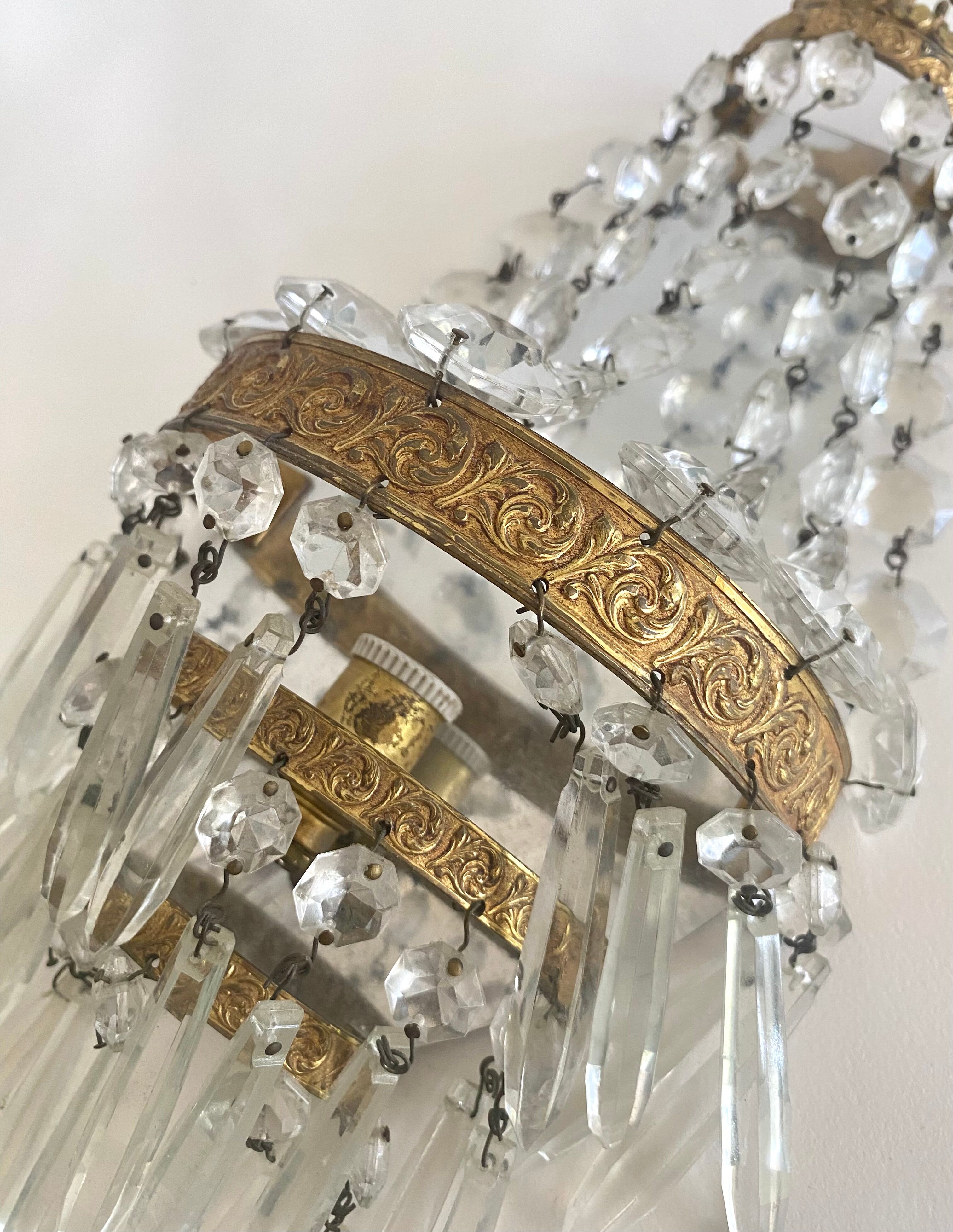 Wall lamp glass, brass, 50s