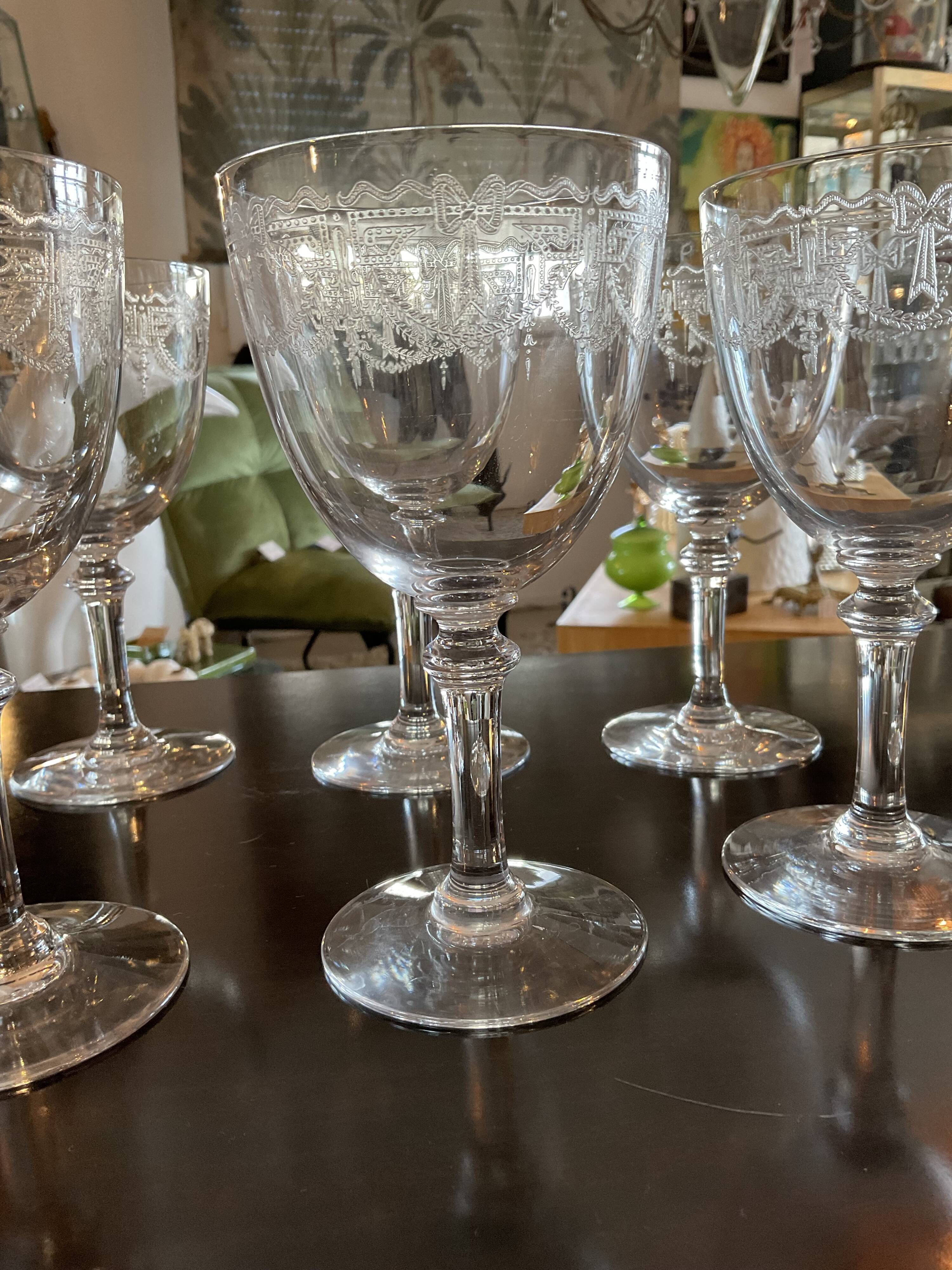 6 wine glasses. Saint Louis crystal, millet model