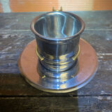 Old Pair of Stainless Steel Cup + Golden Metal Handle Made in ITALY Vintage #D46