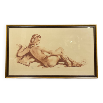 Tableau / nu de M.Sylvain: sanguine époque art déco signée vers 1940