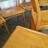 Set of 10 theater chairs wood honey