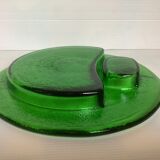 Handcrafted thick green glass empty pocket