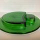 Handcrafted thick green glass empty pocket