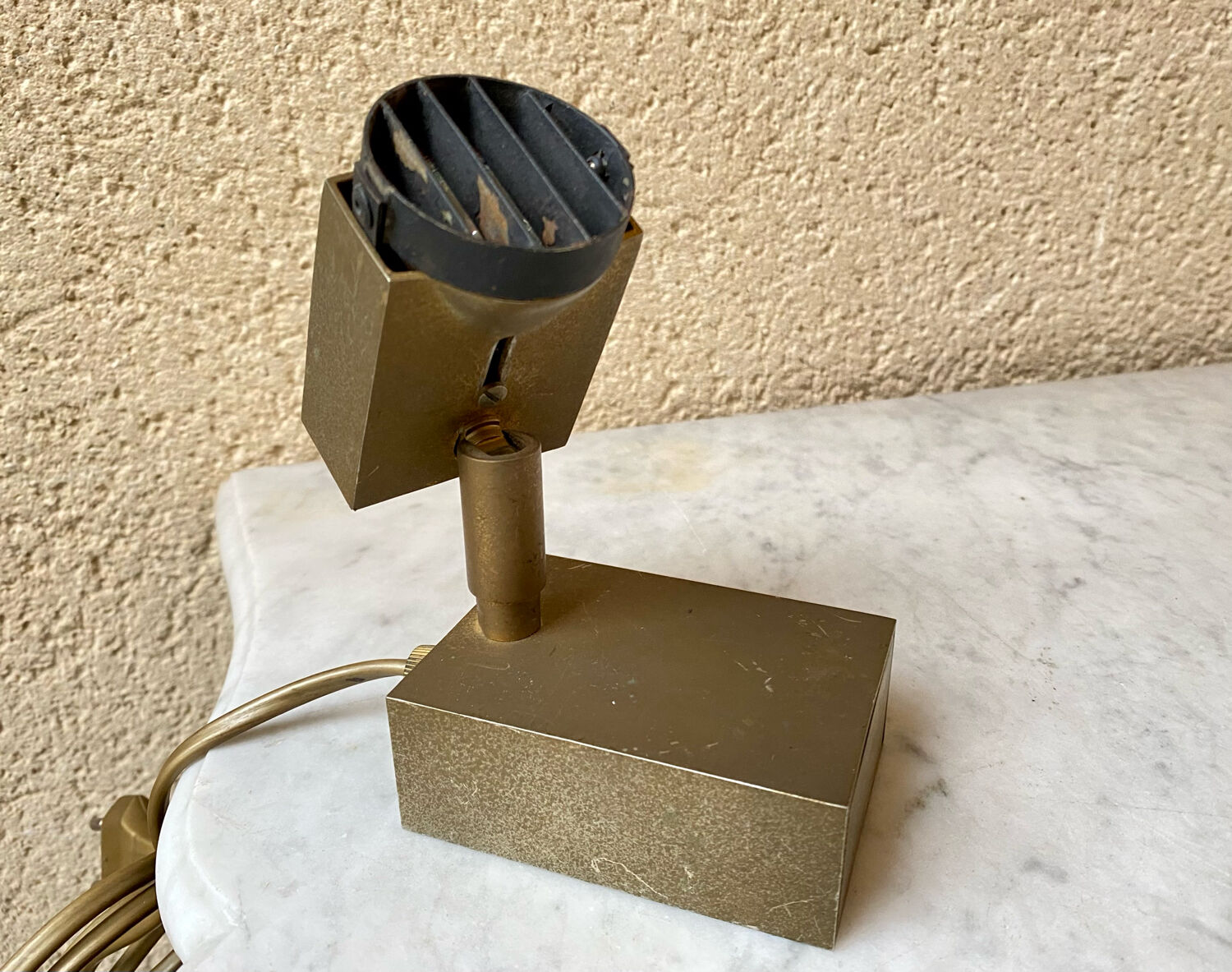 Halogen spot lamp solid brass modernist vintage design 70s