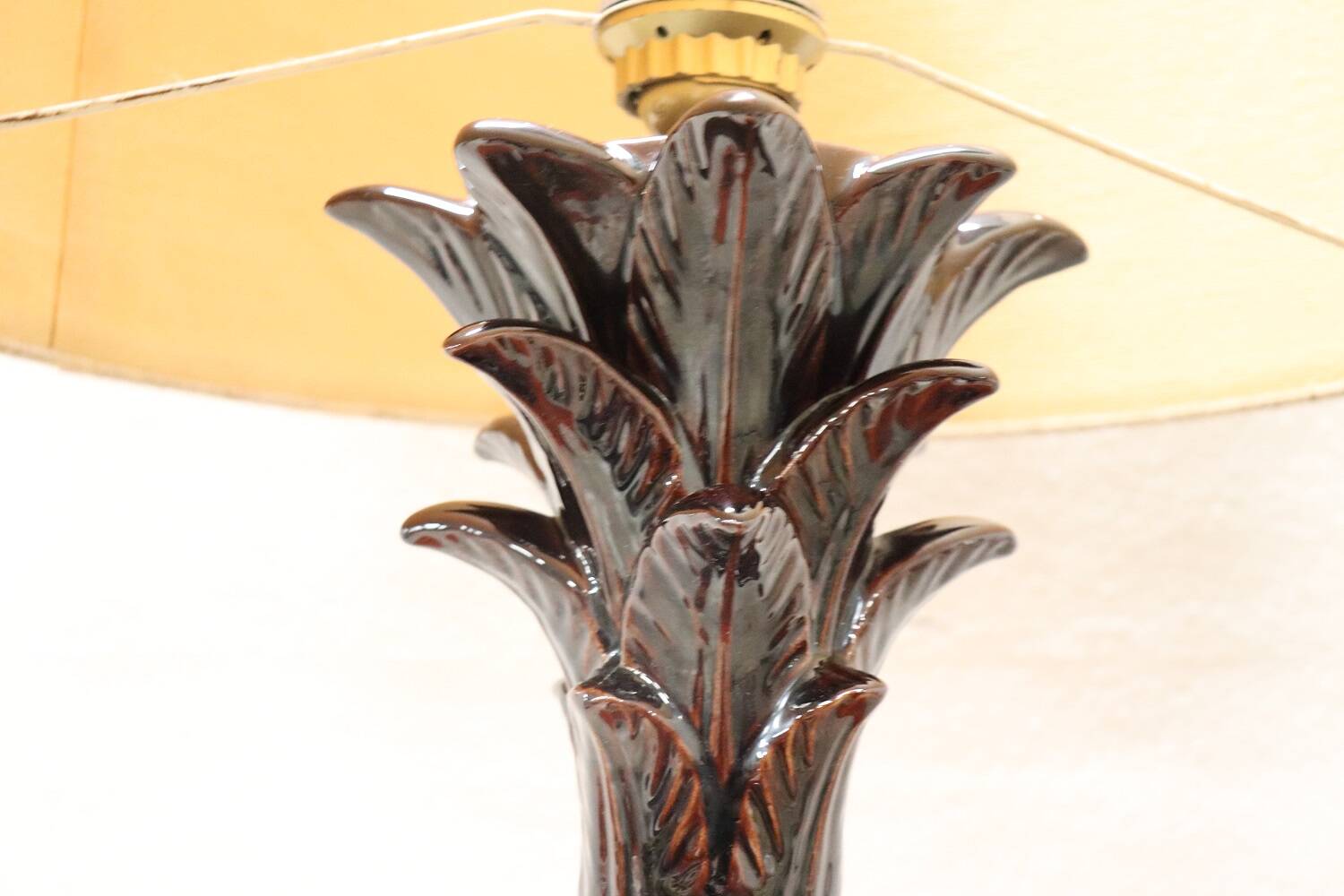 Vintage Brown Ceramic Pineapple Desk Lamp, 1970s