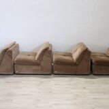 Modular Velvet Sofa by Busnelli, Italy, 1970s