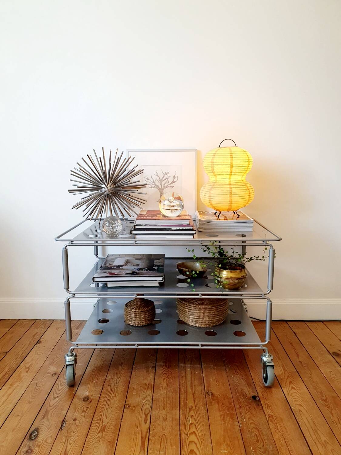 Niels Gammelgaard vintage metal trolley, rolling cart