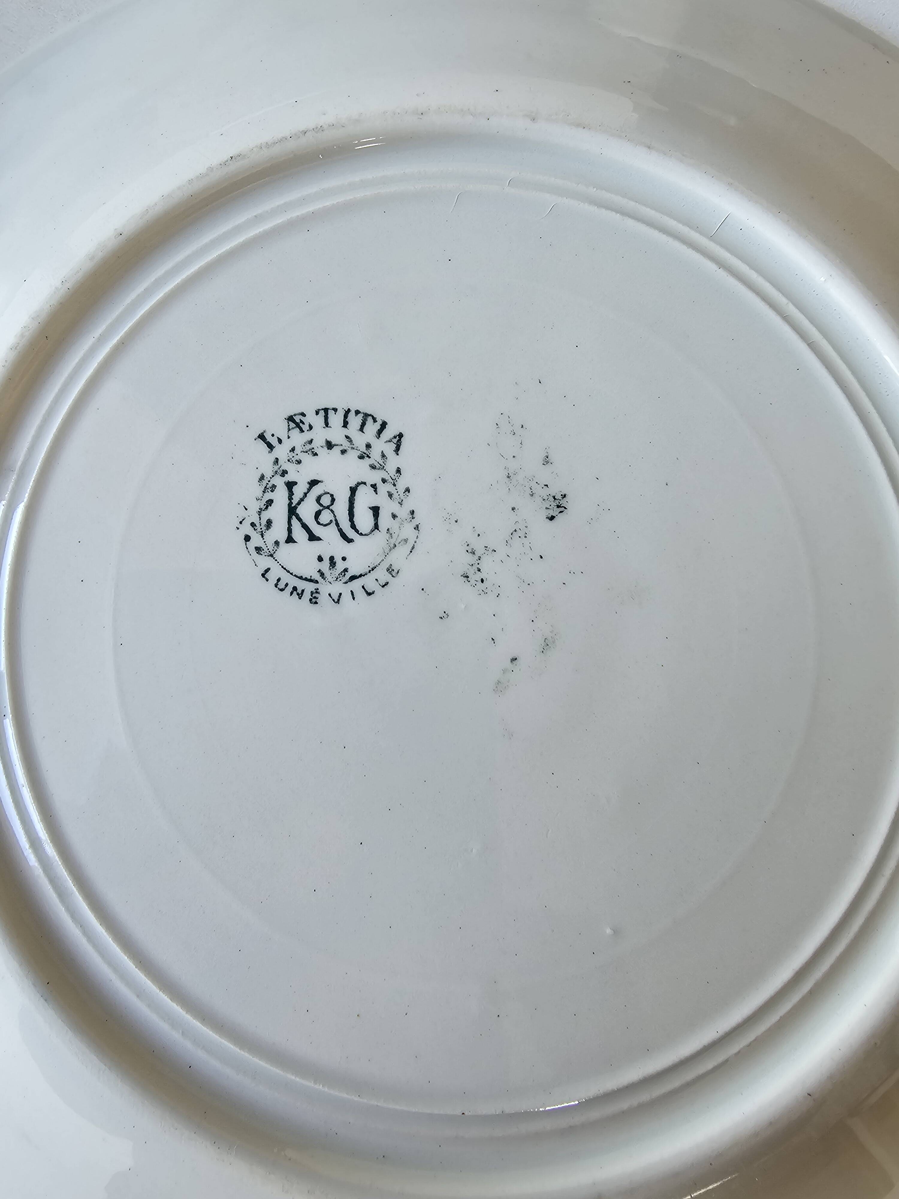 Set of 8 plates, 2 dishes, 2 compotiers - KG Lunéville Laetitia decoration