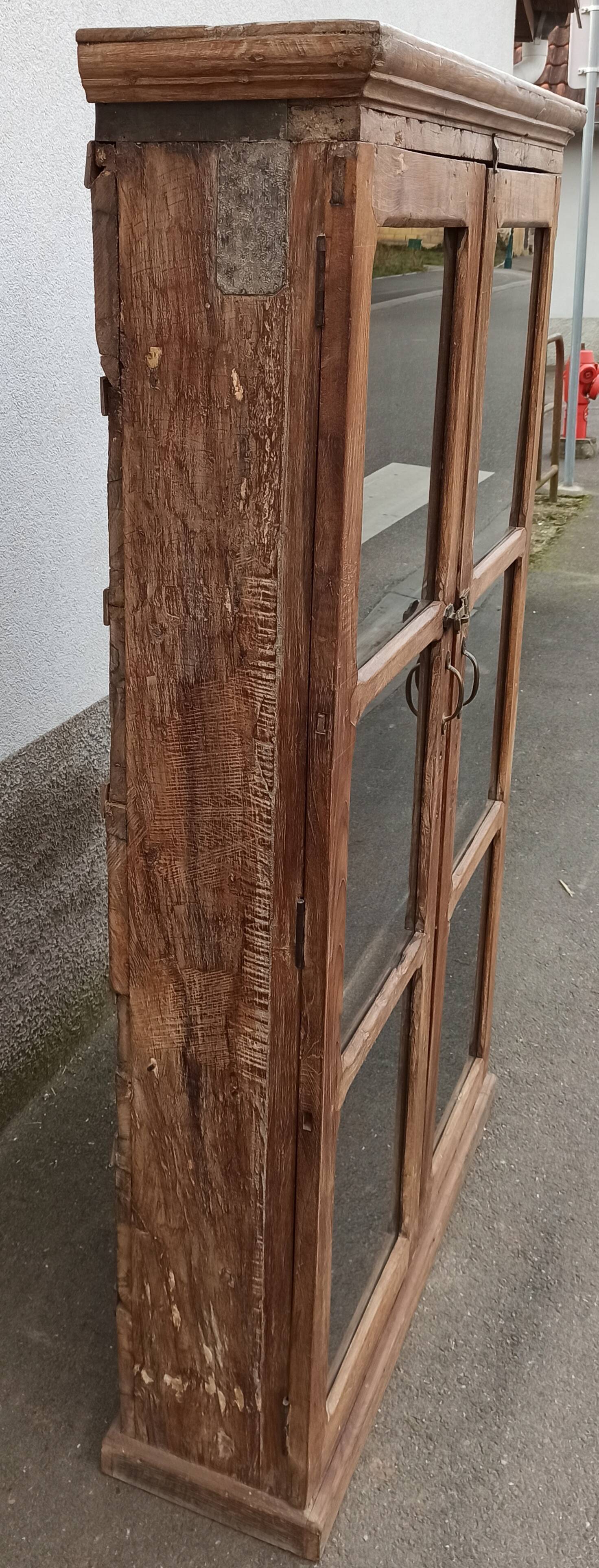 Antique wooden glass cabinet
