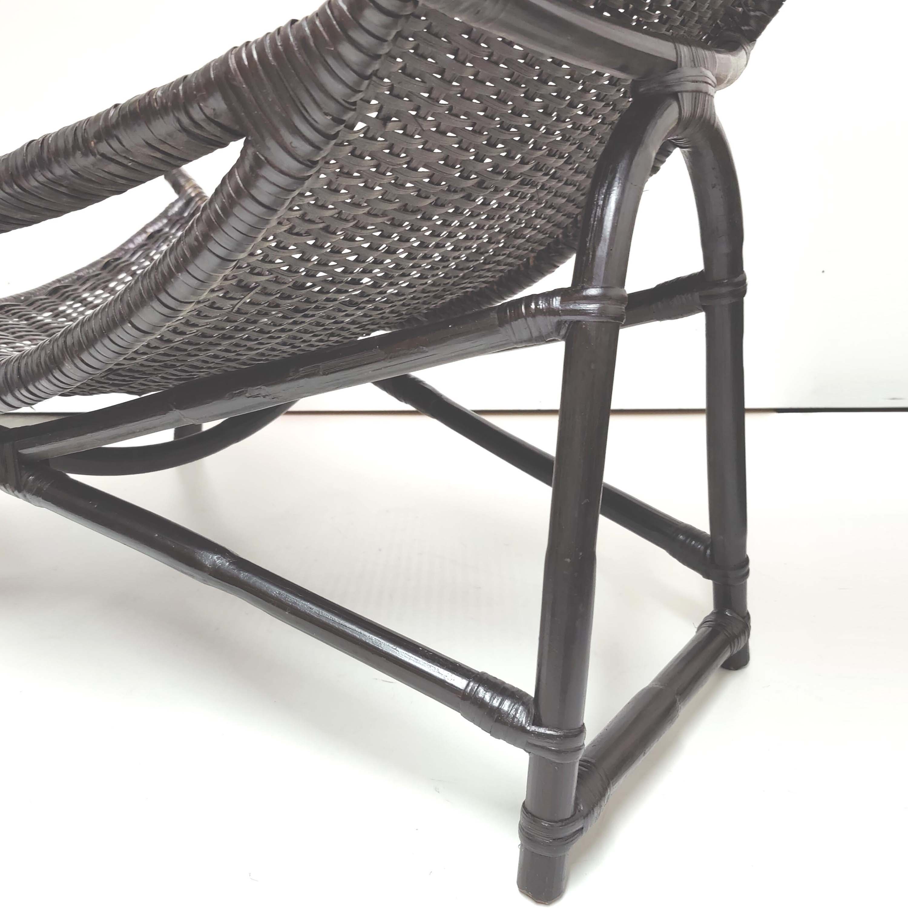 Black rattan chaise longue deckchair armchair