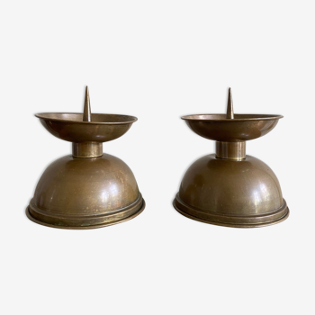 Pair of brass church candlesticks