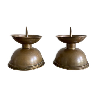 Pair of brass church candlesticks