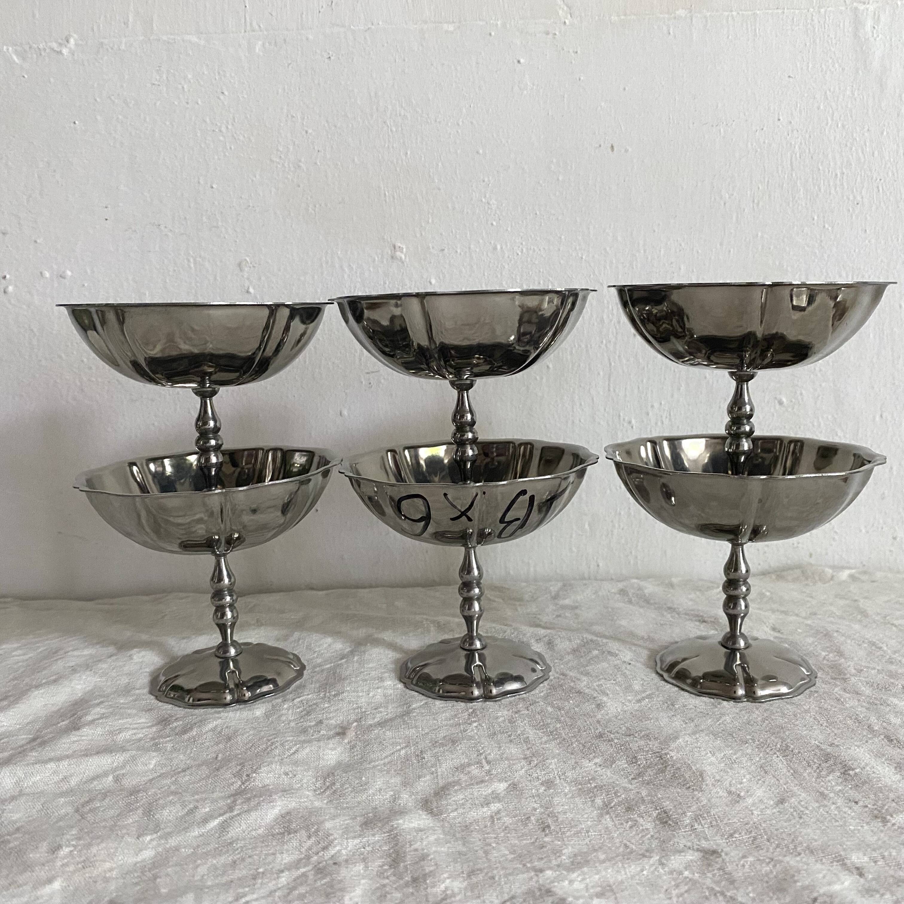 Vintage stainless steel stemmed cups
