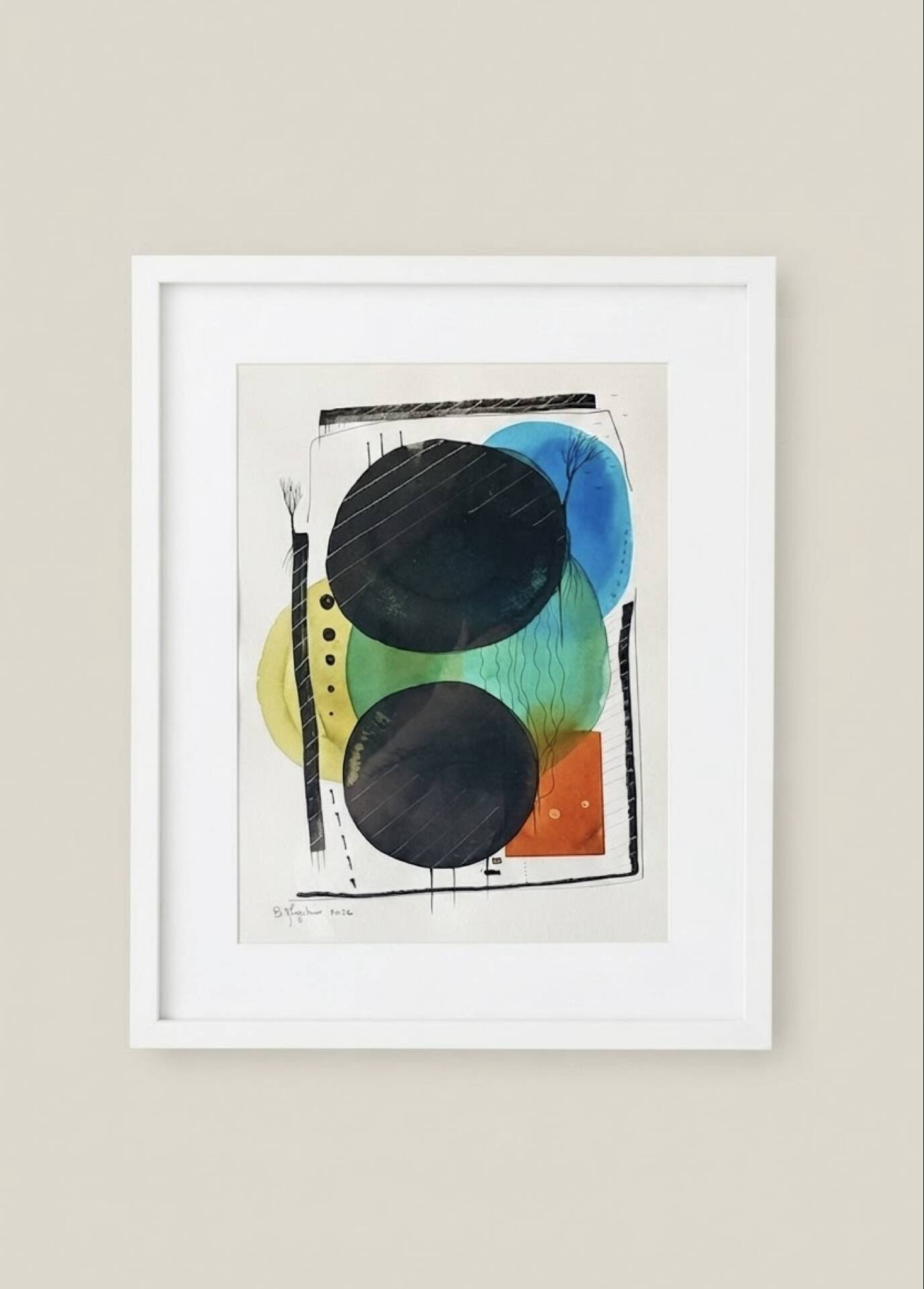 Original framed abstract artwork - Bertrand Mugabure