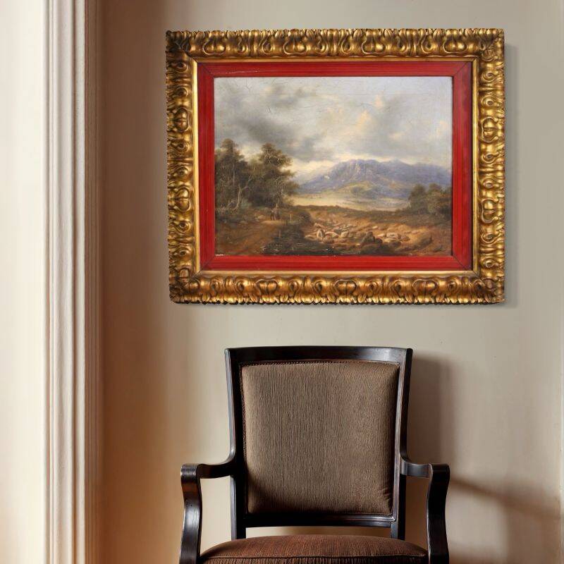 Italian landscape with wayfarers, oil on canvas dated 1845