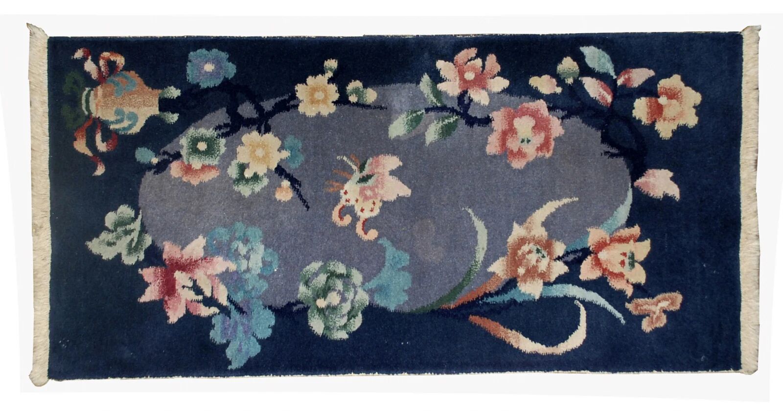 Handmade antique Art Deco Chinese rug 2' x 3.10' (61cm x 120cm) 1920s - 1B530