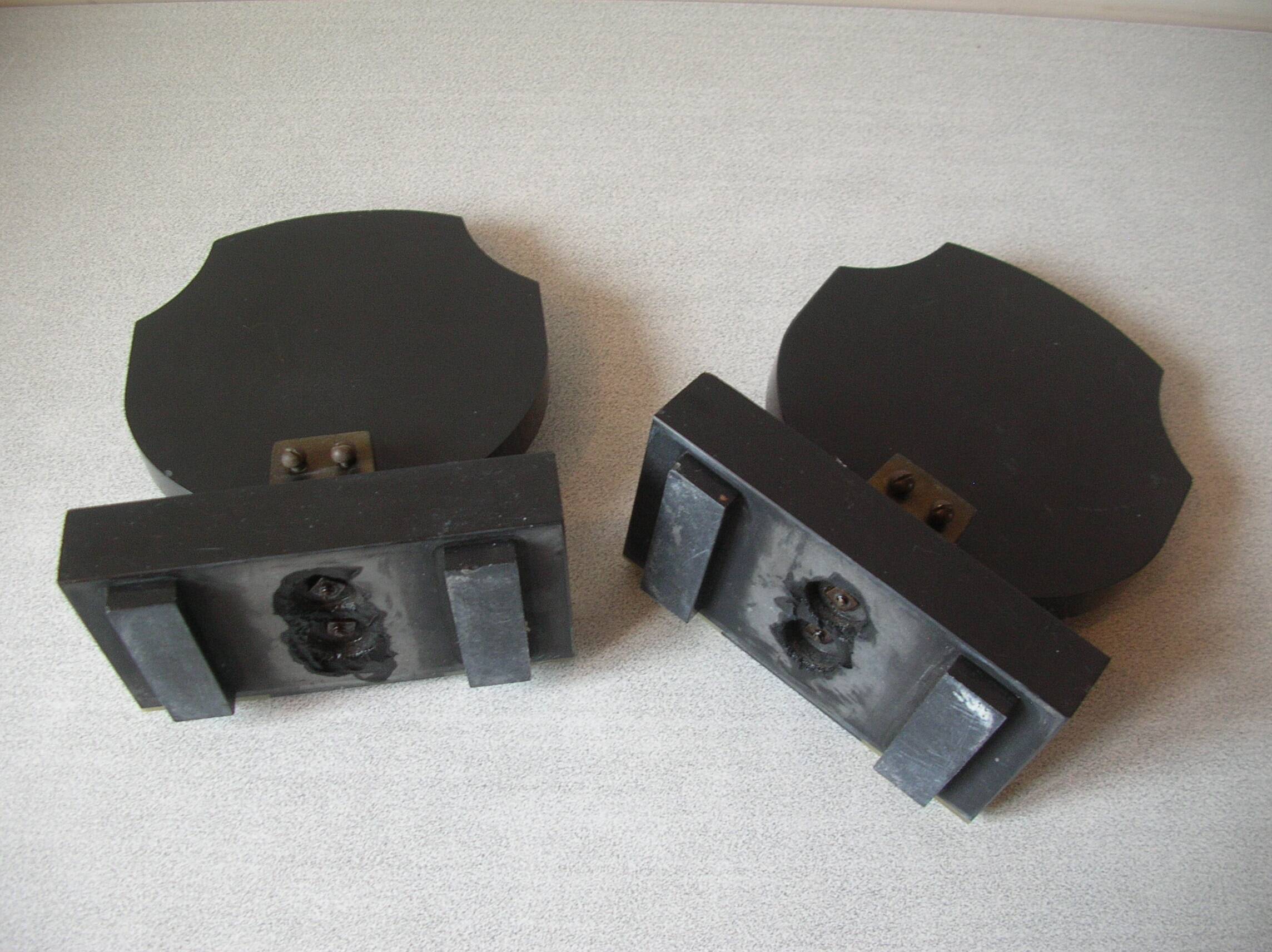 Old pair of cassolette bookends in Art Deco marble office living room vintage retro