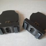 Old pair of cassolette bookends in Art Deco marble office living room vintage retro